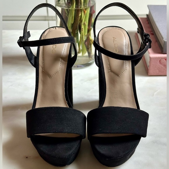 Aldo Black Suede Platform Heels - Picture 2 of 7